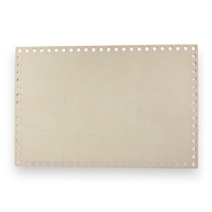 Base de Madera Rectangular Perforada para Tejer 30 × 20 cm