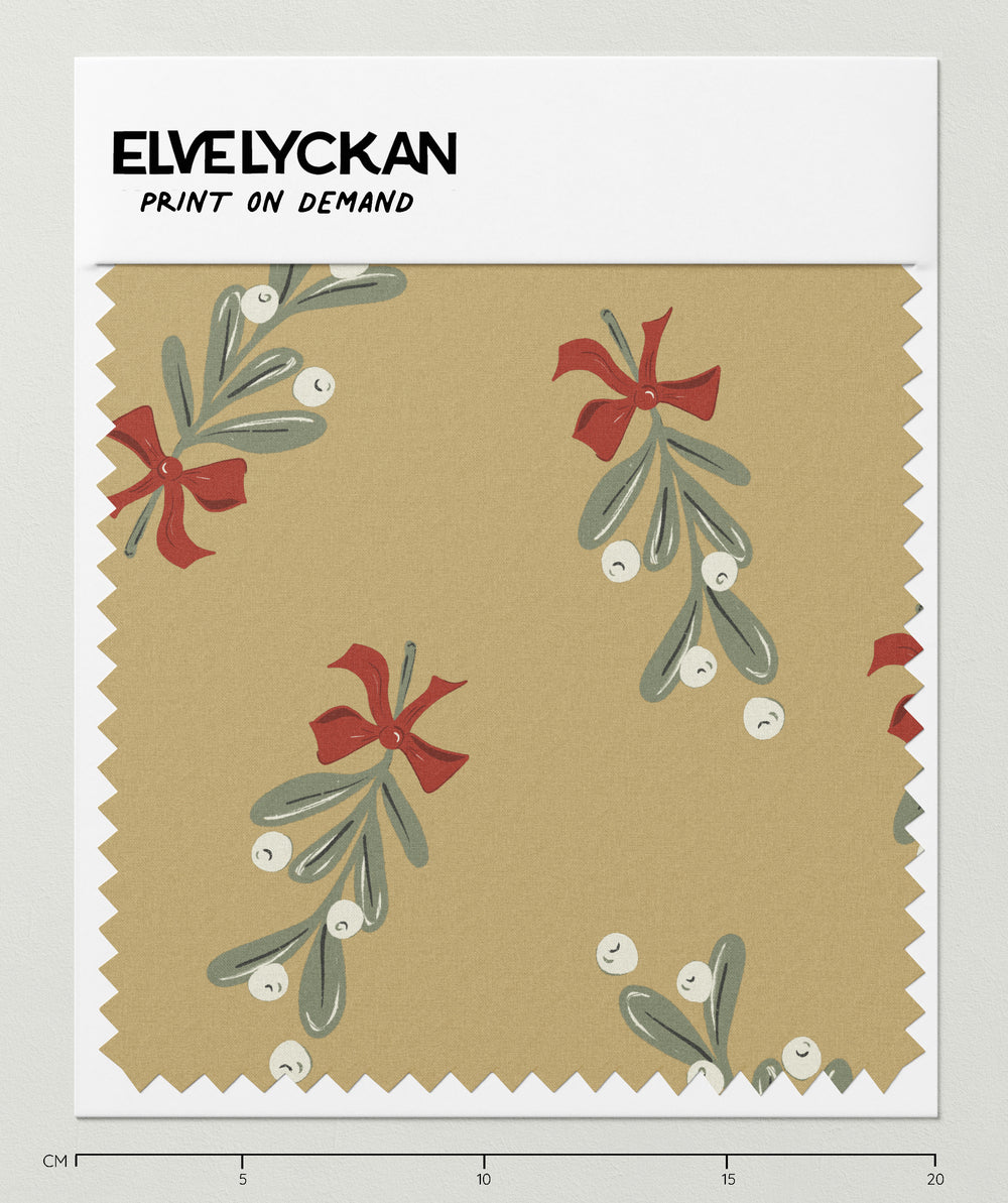 MISTLETOE W BOW - MUSTARD - PRINT ON DEMAND