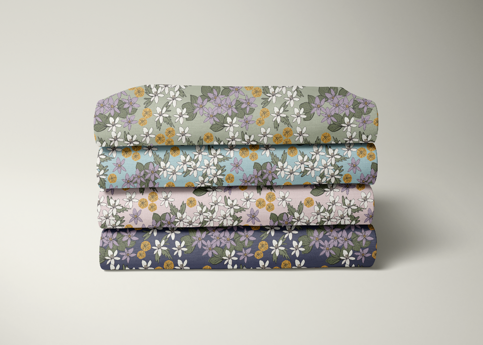 SPRING FLOWER - BLUE GREY -  PRINT ON DEMAND