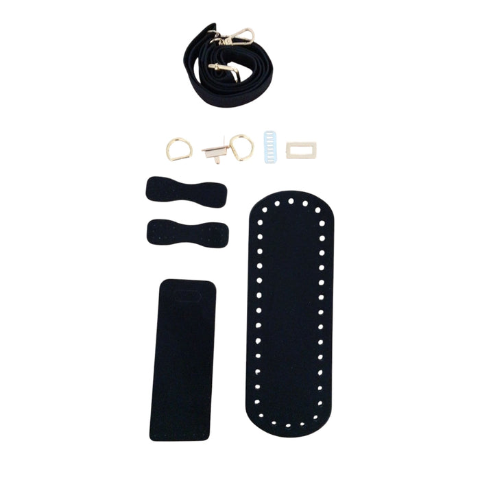 Set de accesorios para bolso – Base, correa y cierre (para trapillo, algodón o cordón) B-002