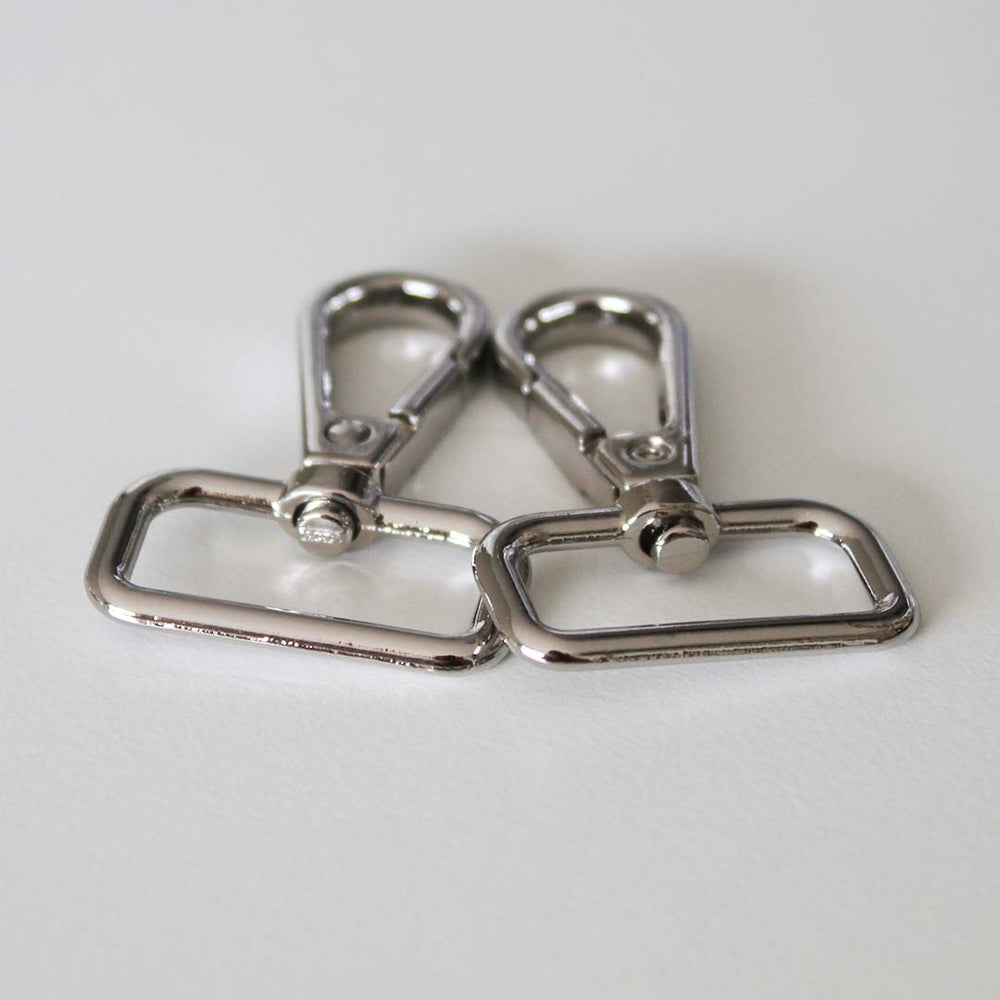 2 STÜCK KARABINERHAKEN 25 mm/1 Zoll. NICKEL